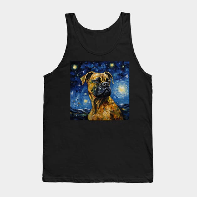 Boxer Dog Painted in Starry Night style Tank Top by NatashaCuteShop